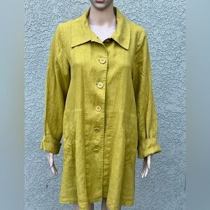 Flax Linen Button Front Shirt/Dress sz P